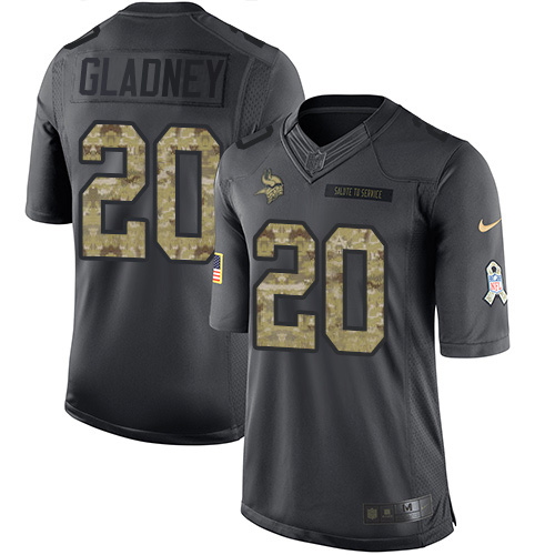 Nike Vikings #20 Jeff Gladney Black Youth Stitched NFL Limited 2016 Salute to Service Jersey